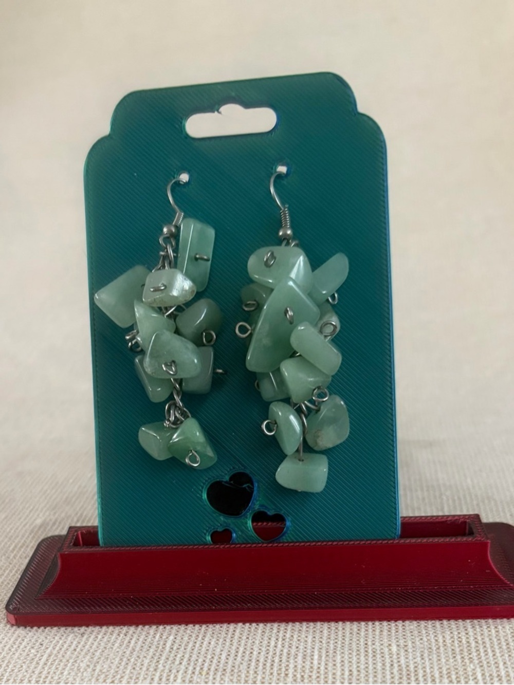Green Gemstone Chip Drop Earrings - Women Jewelry